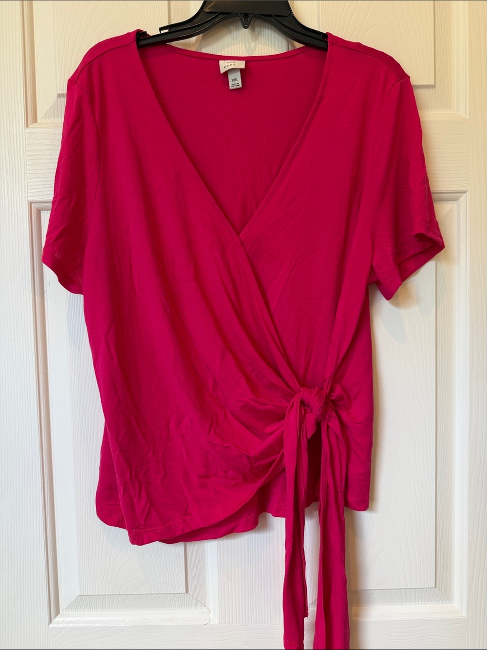 a new day Fuchsia Wrap Tie Short Sleeve Top